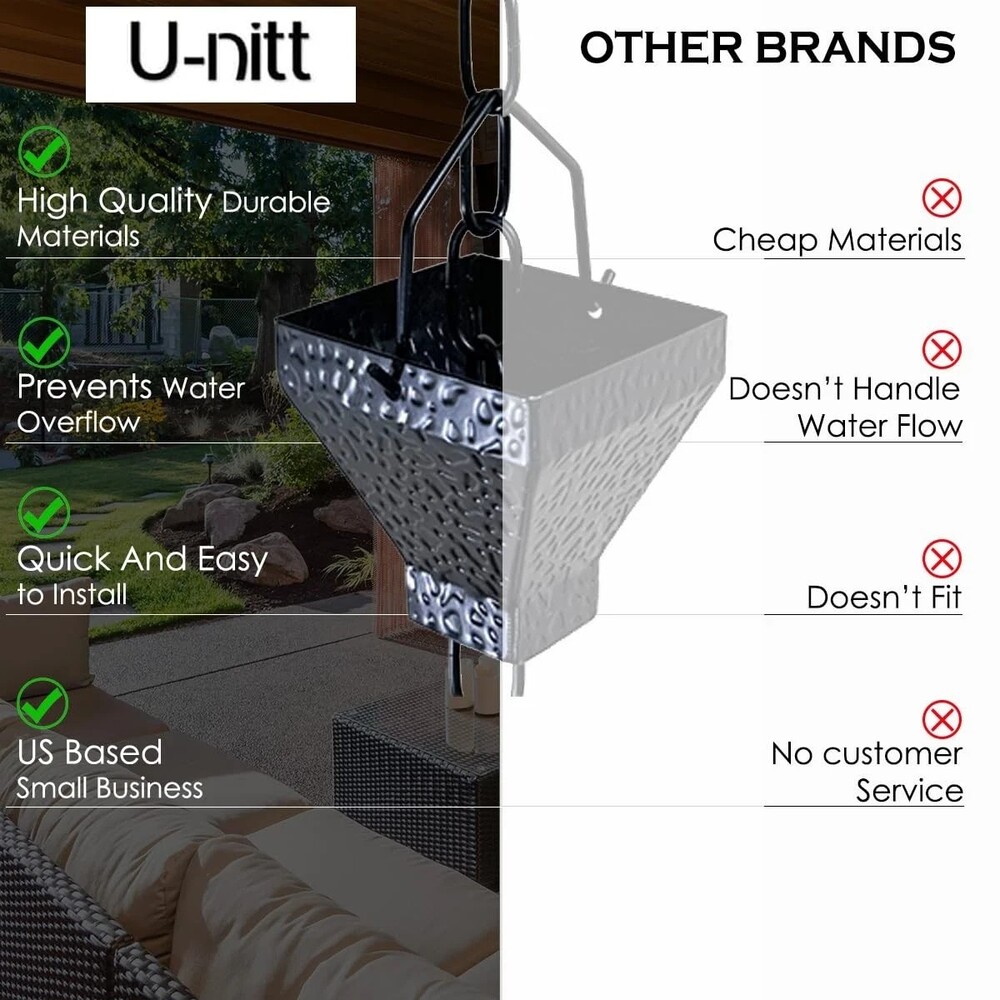 U-nitt Rain Chain Water Collection for Gutters  Rainwater   Diverter  8.5 FT NEW - Picture 3 of 5